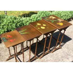 Suite Of Nesting Tables With Floral Decor