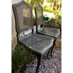 The Pair Of Small Louis XVI Style Lacquered Chairs