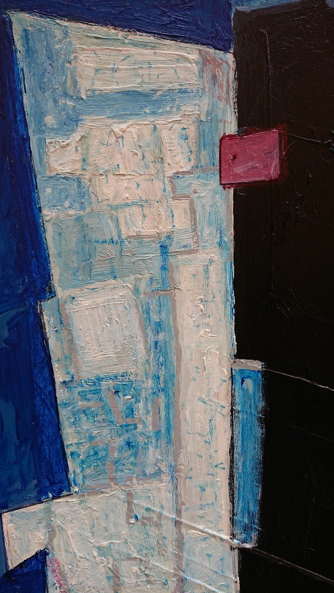 A. Rottenberg (1903-2000), Composition Bleue, Huile Sur Panneau signée-photo-4