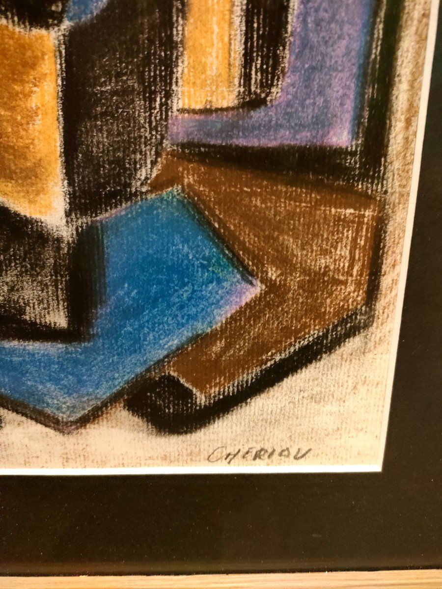 Paul Cheriau (1929-2014), Composition Abstraite, Pastels Signé En Bas à Gauche, Encadré-photo-2