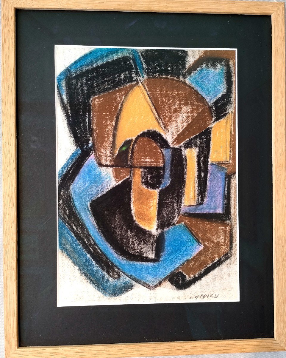 Paul Cheriau (1929-2014), Composition Abstraite, Pastels Signé En Bas à Gauche, Encadré