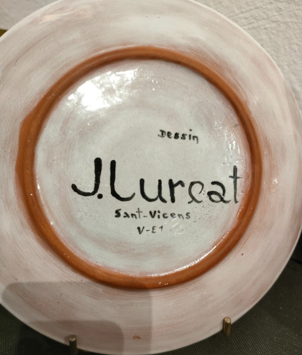 Jean Lurçat (1892-1966), Assiette En Céramique Blanche Au Décor De Tête, Sant Vicens, Années 50-photo-3