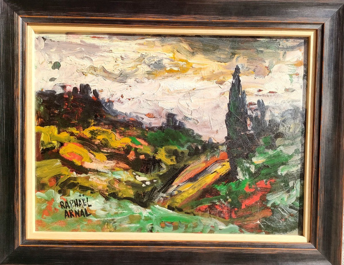 R. Arnal (1906-1963), Landscape Of Provence, Oil On Panel, Signed, Framed, Circa 1950