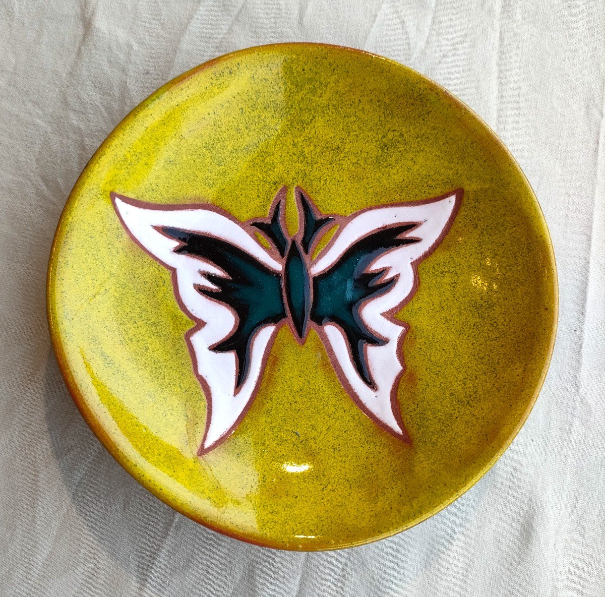 Jean Picart Le Doux (1902-1982), Empty Ceramic Pocket With Butterfly Decor, Signed On The Back-photo-4