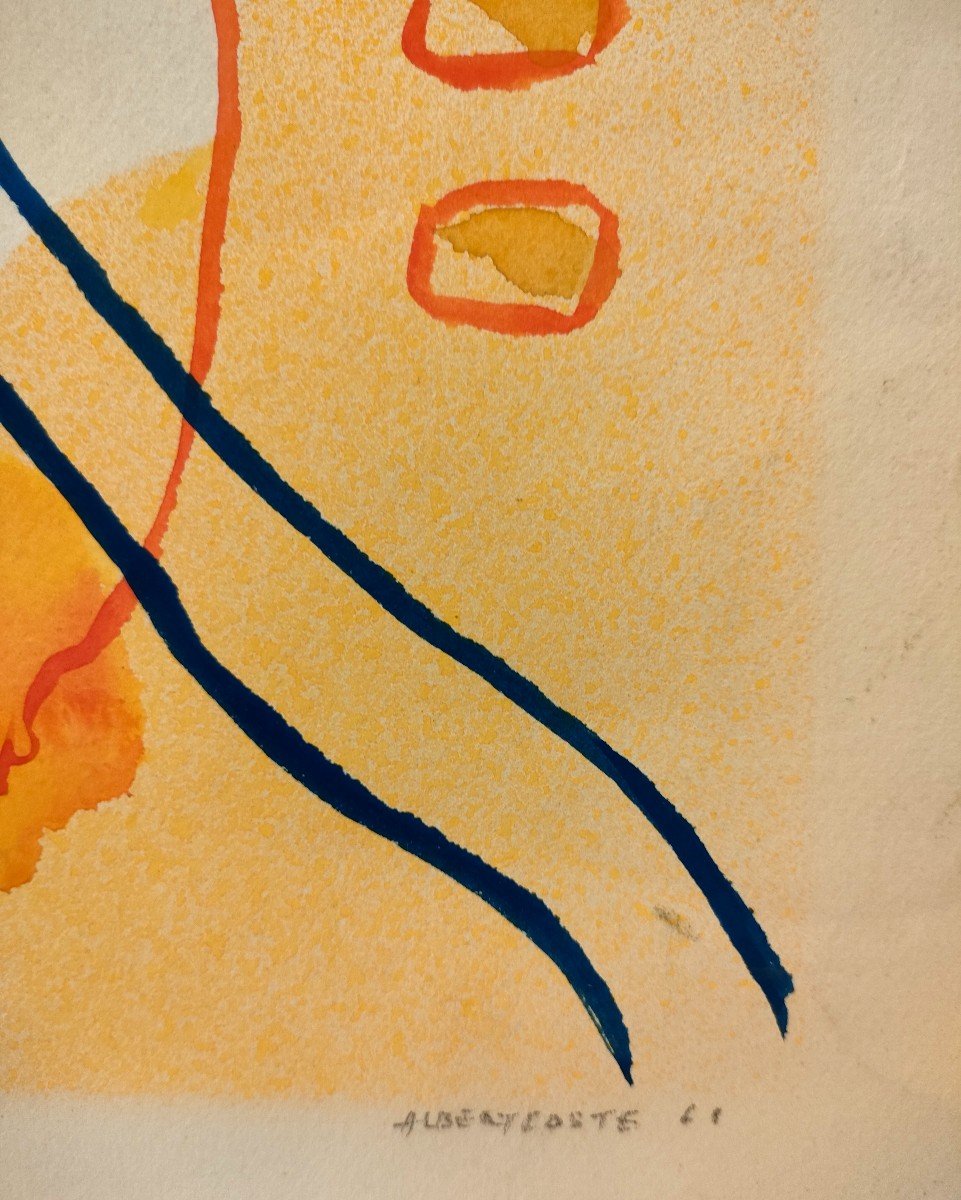 Albert Coste (1895-1985), Composition Abstraite, Gouachée sur papier, Signée, datée, 61-photo-1