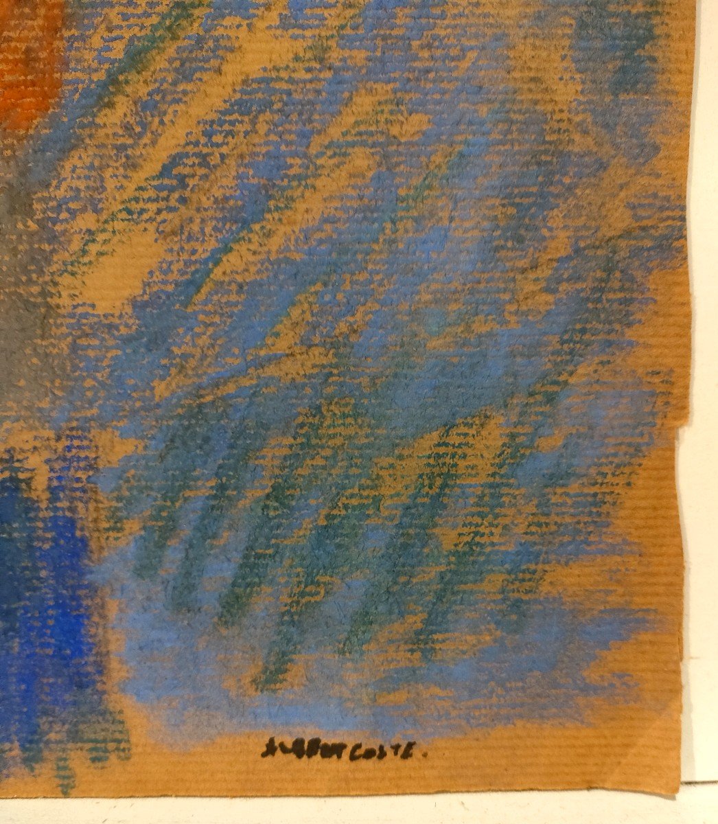 A. Coste (1896-1985), Composition Abstraite, Pastel Sur Papier kraft, Signée à Droite, Encadré -photo-3