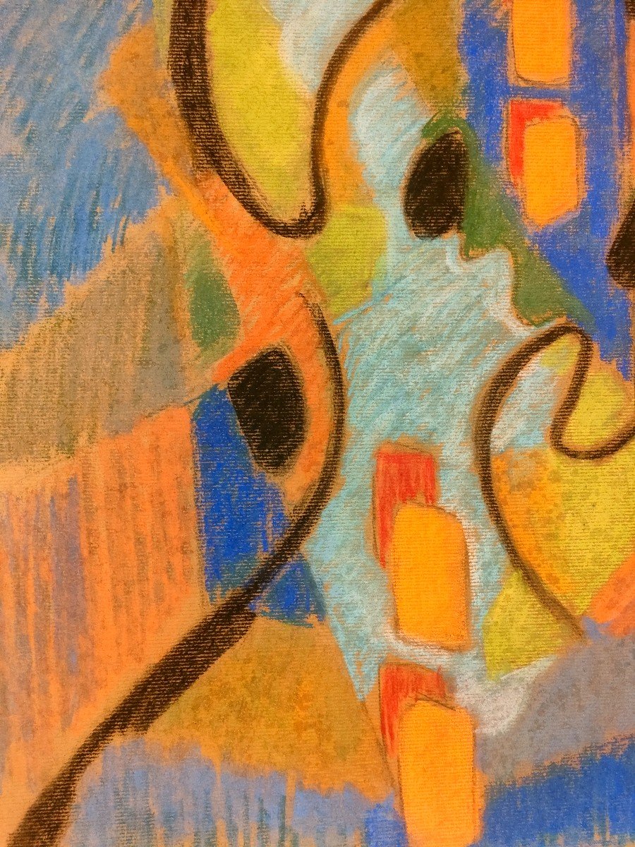 A. Coste (1896-1985), Composition Abstraite, Pastel Sur Papier kraft, Signée à Droite, Encadré -photo-4