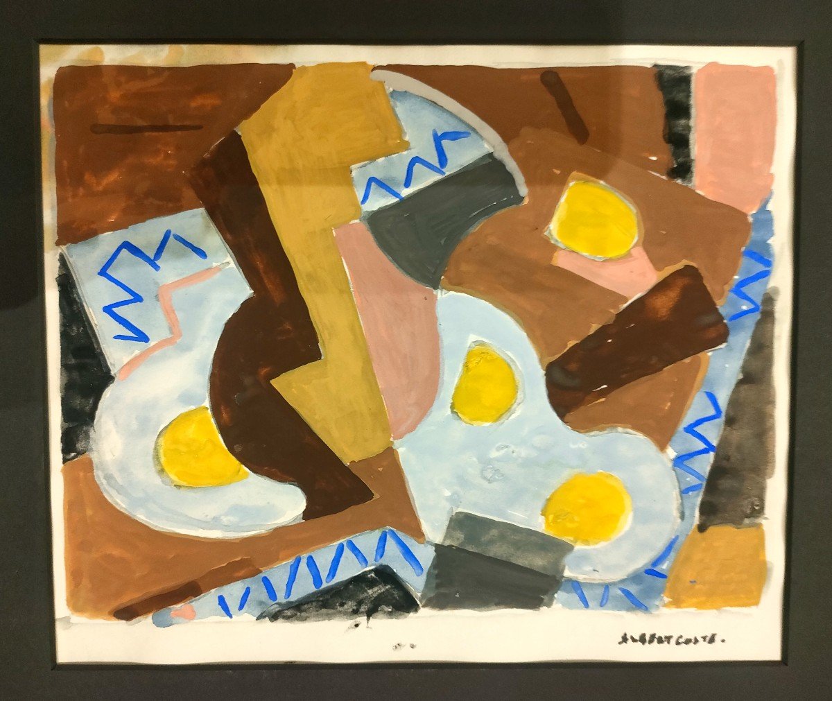 Albert Coste (1895-1985), Abstraction, Gouache Signed On The Right, 56