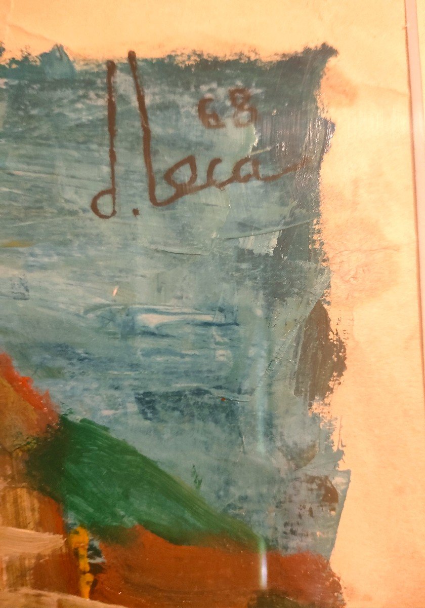 D. Leca (20th Century), The Shepherd And His Flock, Oil On Paper, Signed, Dated 68-photo-2