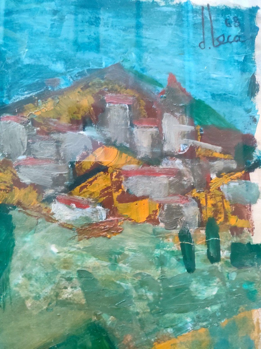 D. Leca (20th Century), The Shepherd And His Flock, Oil On Paper, Signed, Dated 68-photo-4