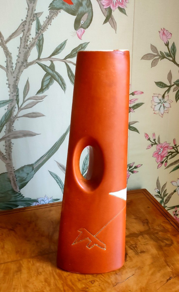 Peter Orlando (1921-2009), Grand Vase Pichet En Céramique, Signé Sous La Base, Années 50/60-photo-2