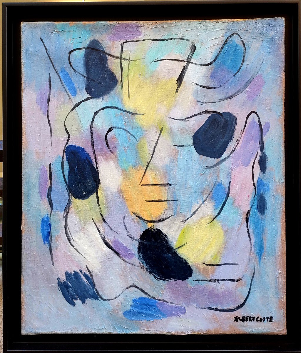 Albert Coste (1895-1985), Abstraction Au Visage, Oil On Canvas, Signed, Framed.-photo-2