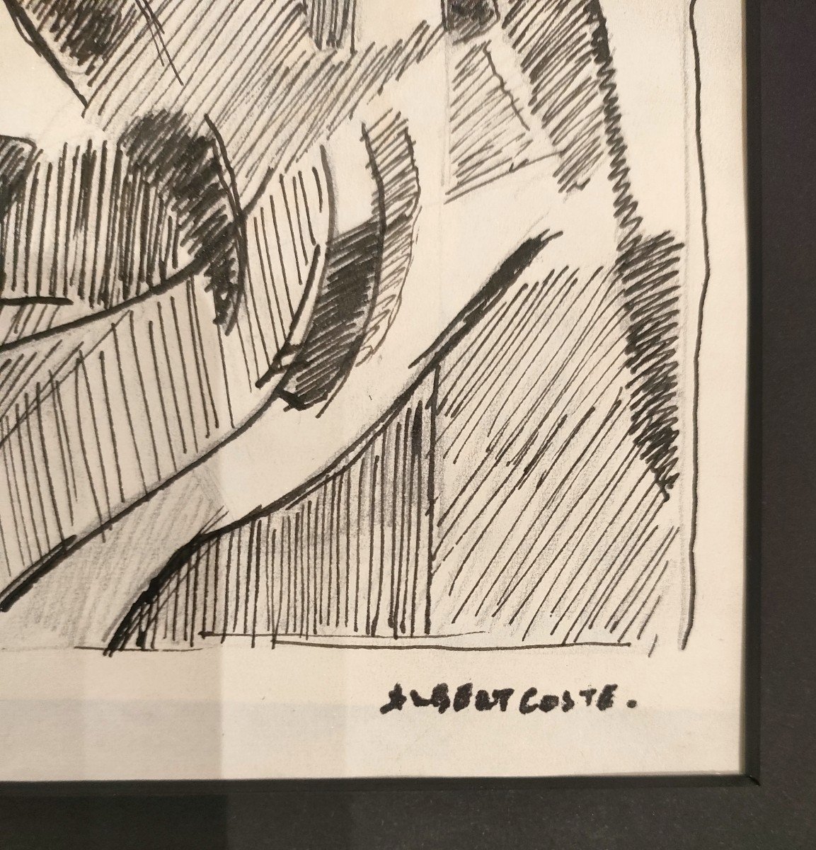 Albert Coste (1895-1985),  Abstraction,  Encre Sur Papier, Signée à Droite, Année 56-photo-2