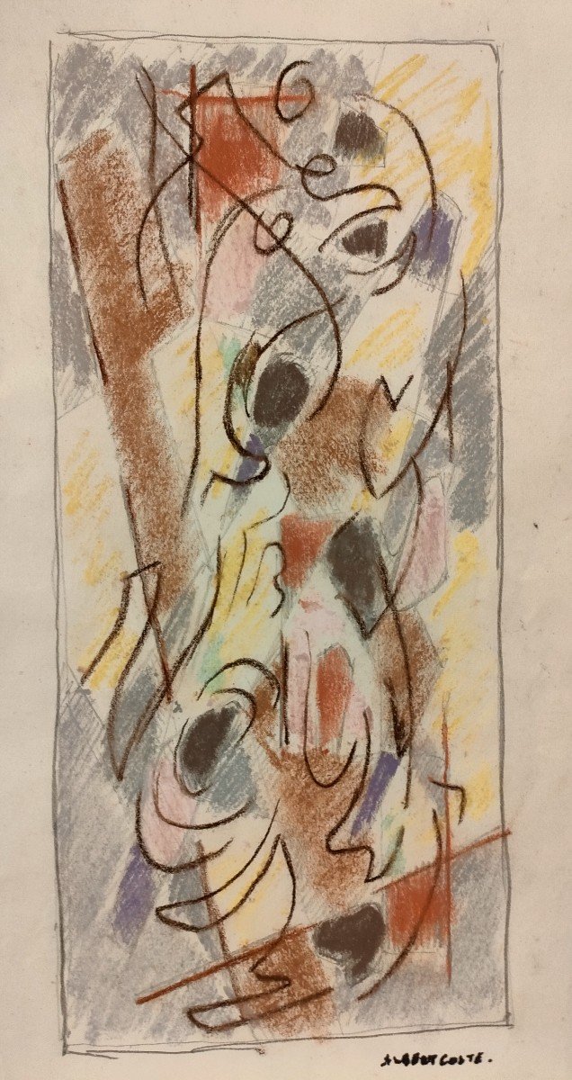Albert Coste (1895-1985), Abstraction, Charcoals On Paper, Signed On The Right, 1956
