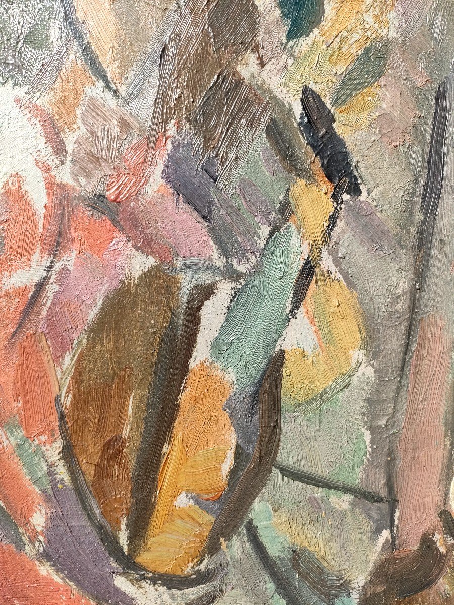 Albert Coste (1895-1985), Femme à La Guitare, Huile Sur Toile Signée Au Dos, Cadre-photo-3