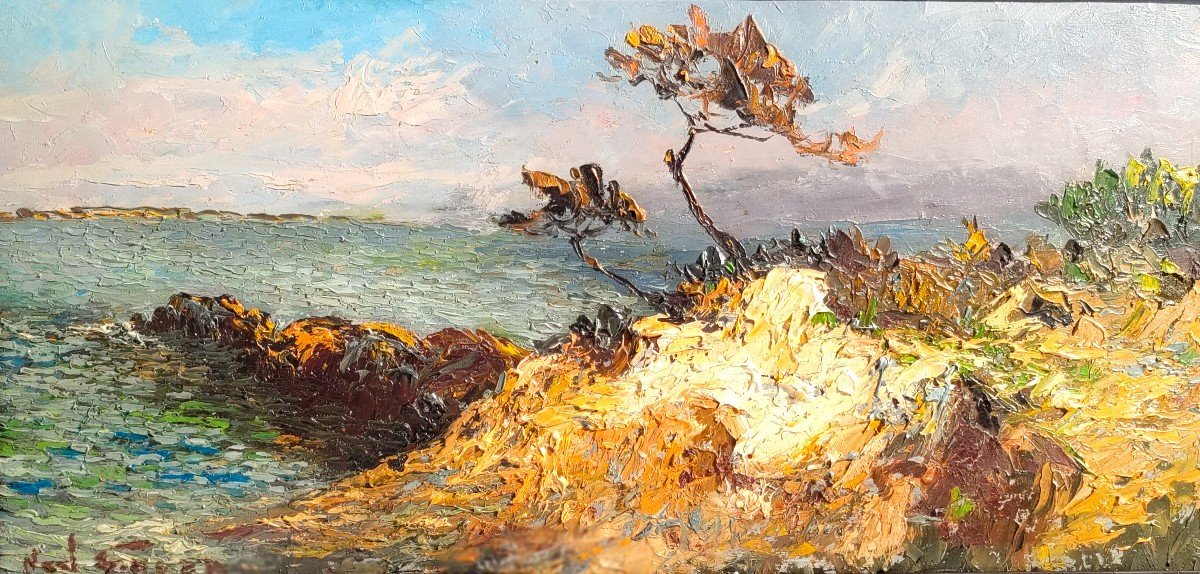 Noel Canepa (1885-1965), Coastline, Oil On Panel, Signed, Framed