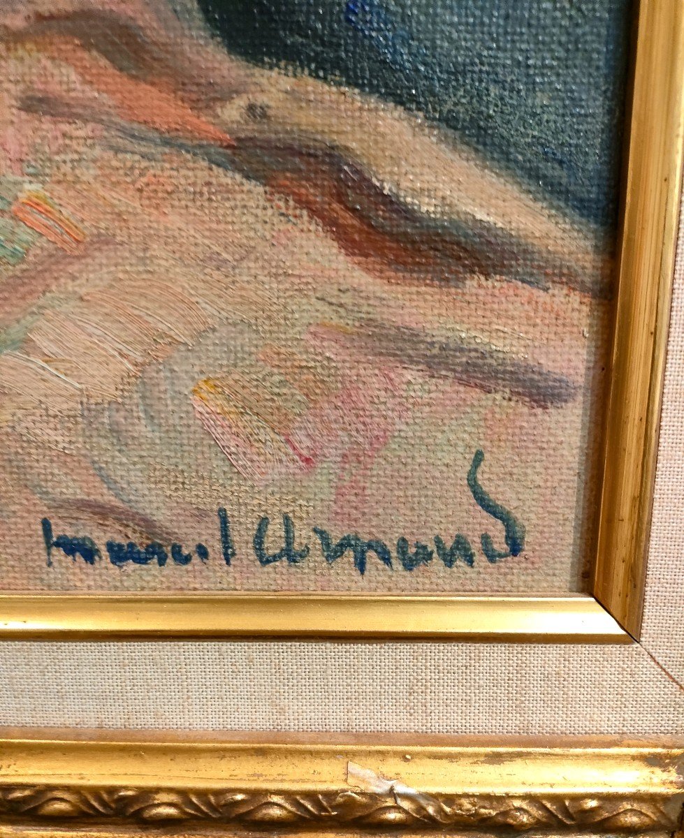 Marcel Arnaud (1877-1956), Bouquet Of Anemones, Oil On Canvas Signed, Framed-photo-2