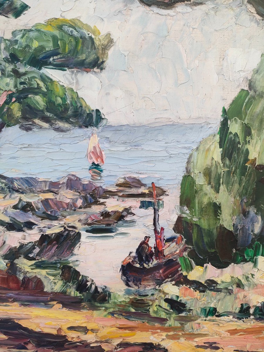 M. Bernanose (1884-1952), The Pines By The Sea, Oil On Canvas, Dated 35 And Titled.-photo-2