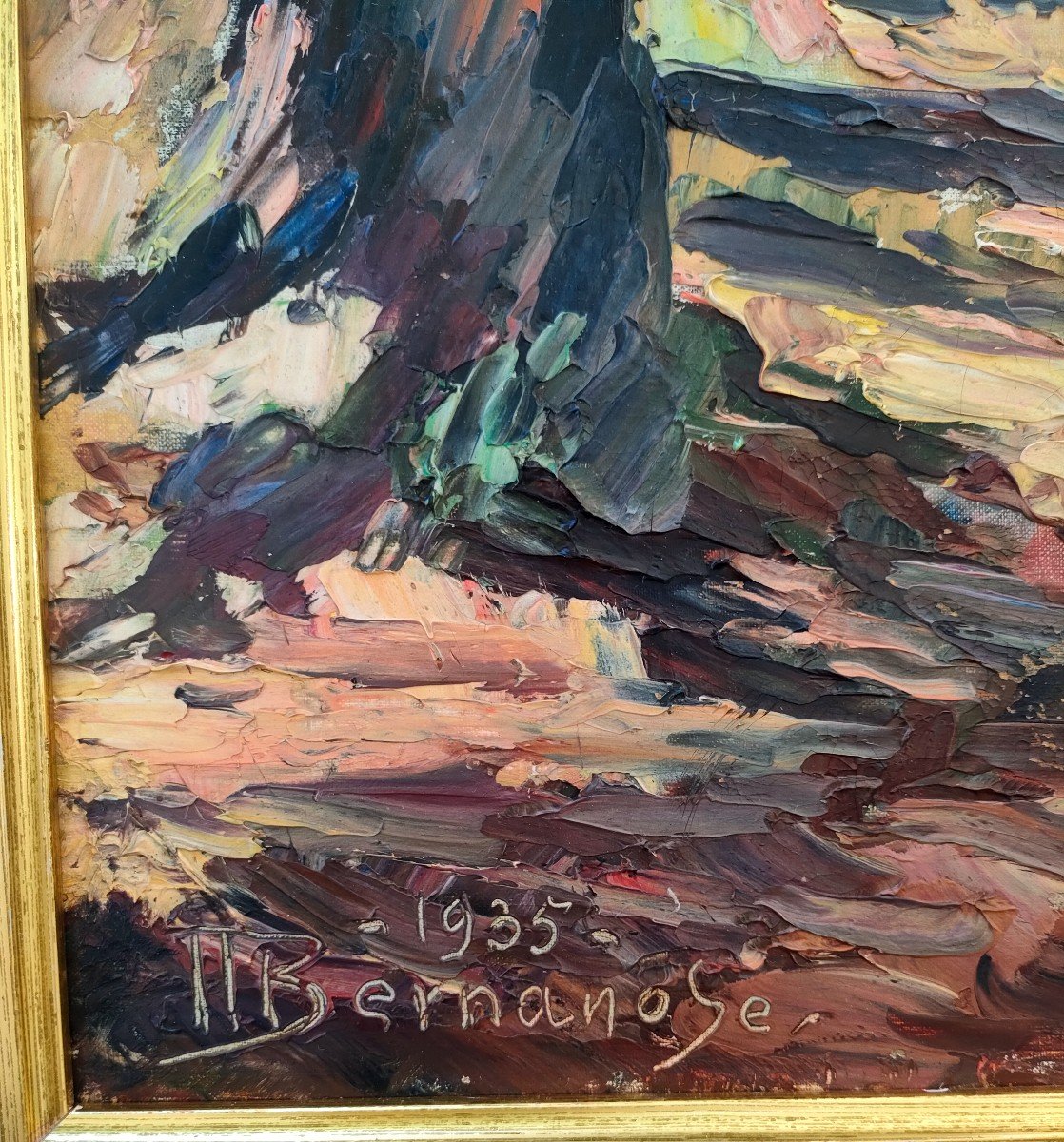 M. Bernanose (1884-1952), The Pines By The Sea, Oil On Canvas, Dated 35 And Titled.-photo-1