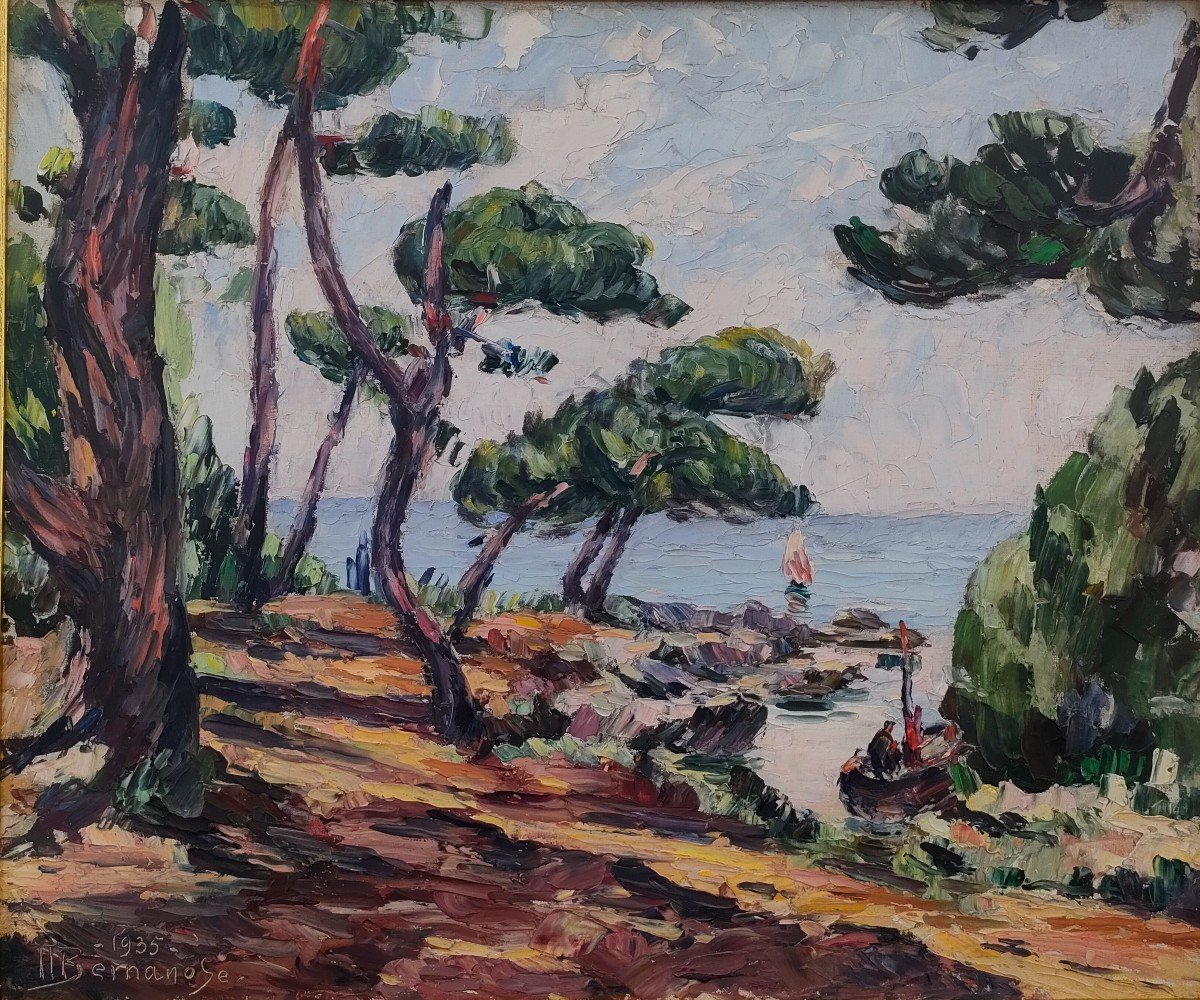 M. Bernanose (1884-1952), The Pines By The Sea, Oil On Canvas, Dated 35 And Titled.