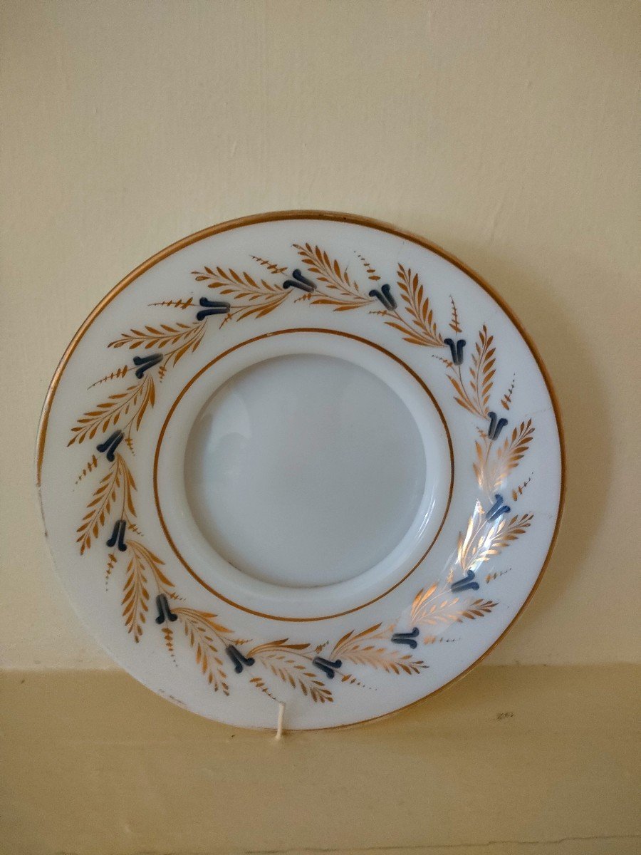 White Opaline Plate With Desvignes Decor, Charles X Period