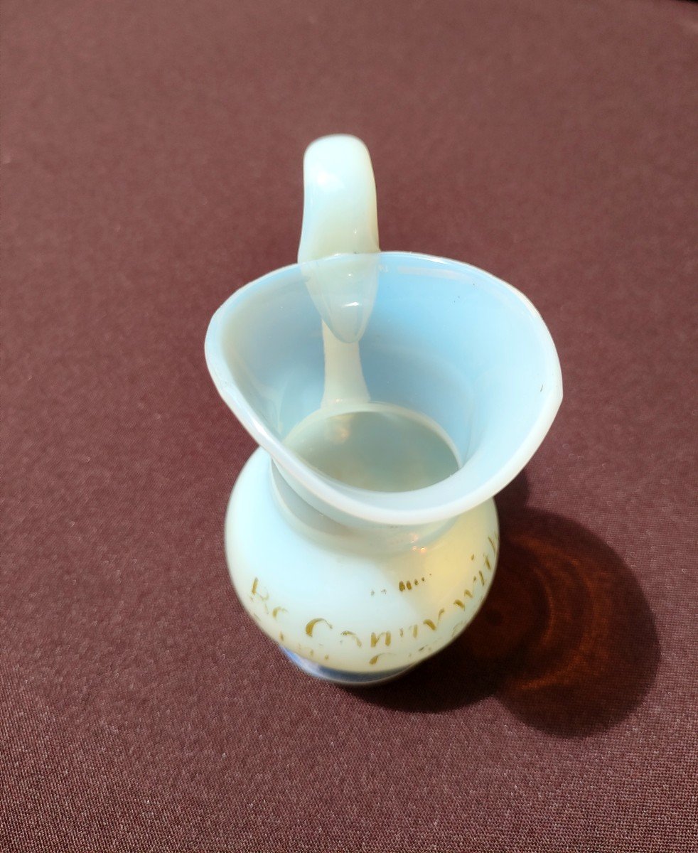 Small White Opaline Soap Bubble Jug, 19th Century English Work-photo-3