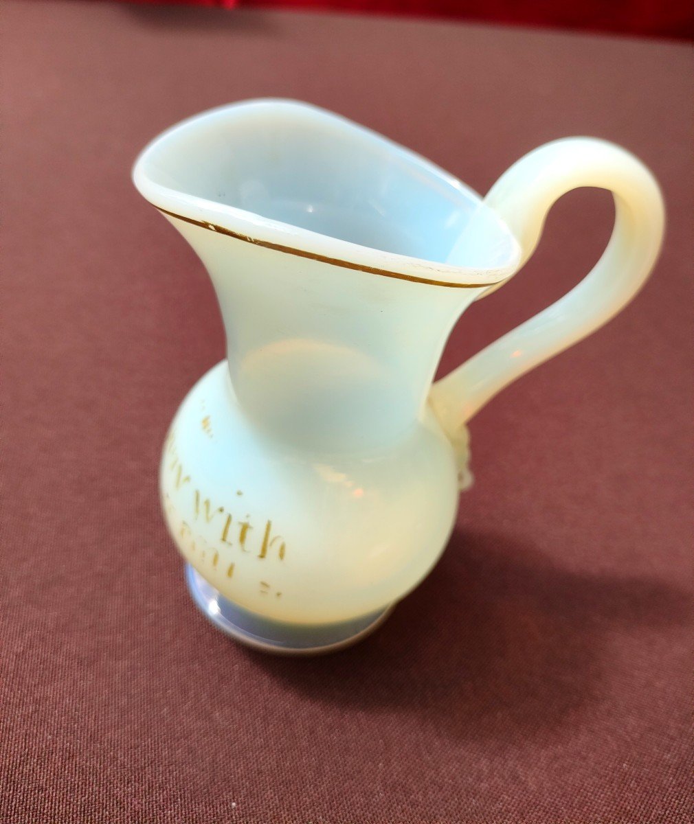 Small White Opaline Soap Bubble Jug, 19th Century English Work-photo-1