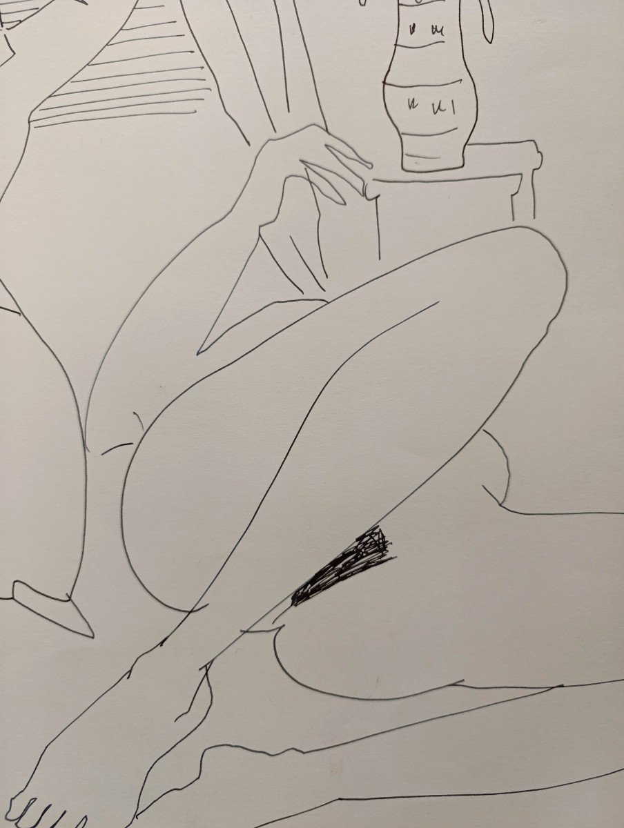 Pierre Ambrogiani (1907-1985), Dessin Satirique , Feutre Sur Papier, signé à gauche.-photo-4