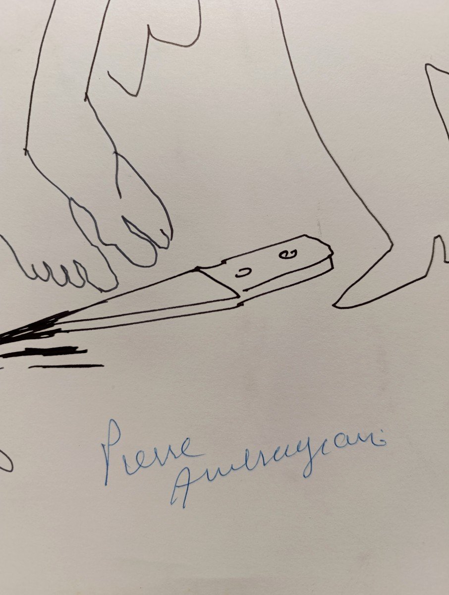 Pierre Ambrogiani (1907-1985), Dessin Satirique , Feutre Sur Papier, signé à gauche.-photo-1