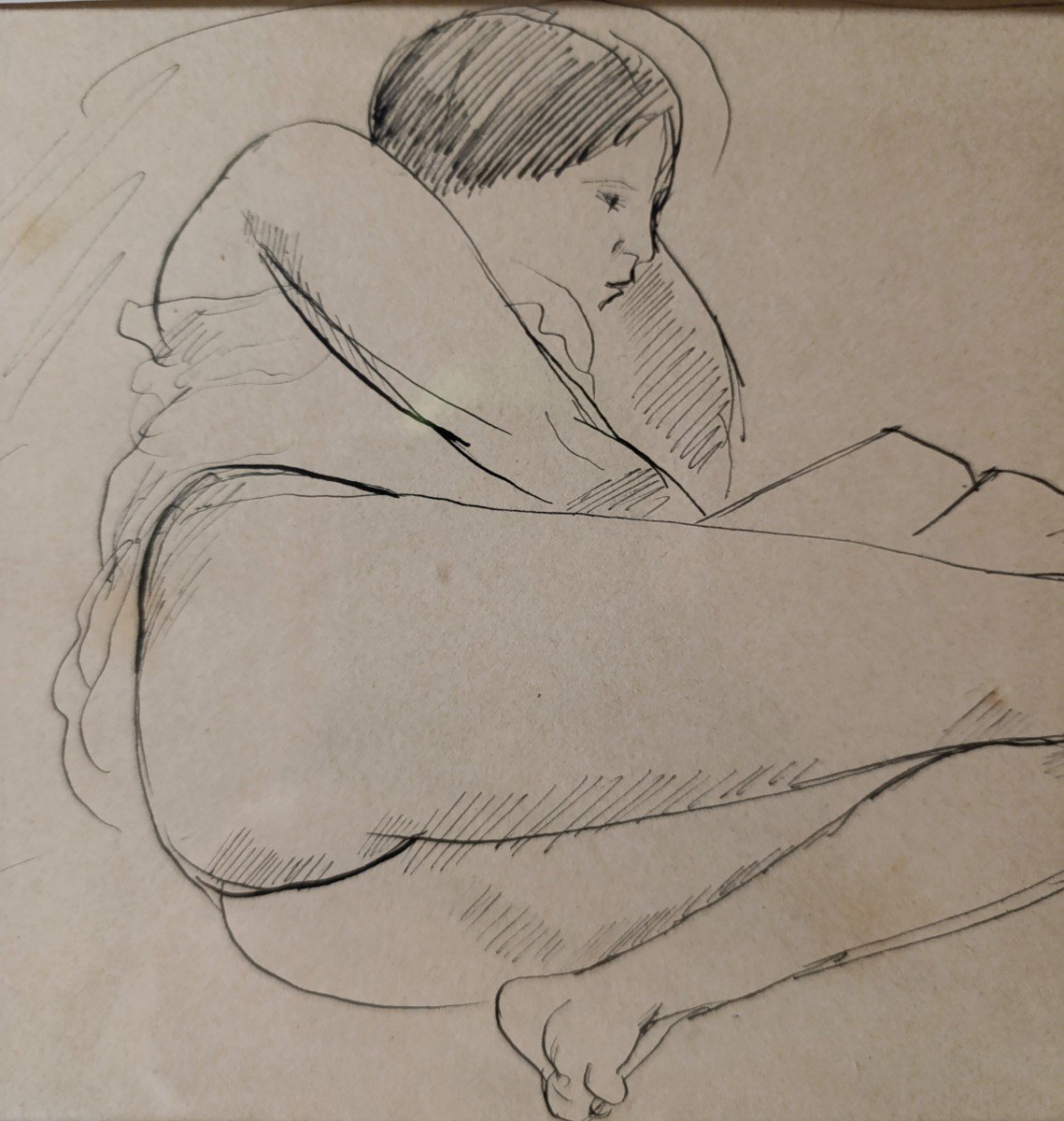 A. Dunoyer De Segonzac (1888-1974), Large Reclining Nude, Pen Drawing, Signed-photo-2