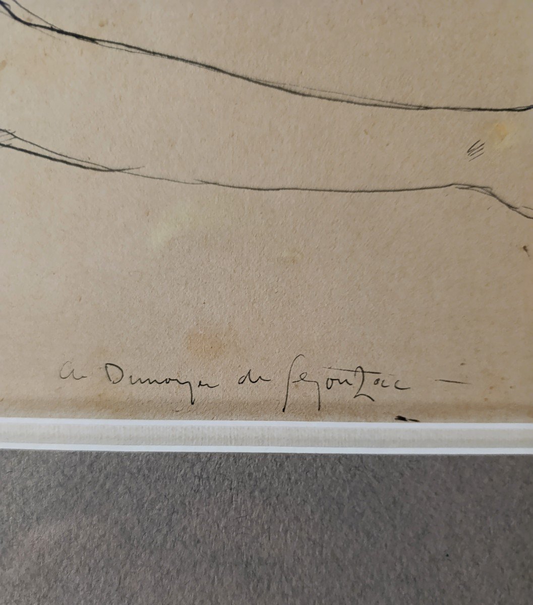 A. Dunoyer De Segonzac (1888-1974), Large Reclining Nude, Pen Drawing, Signed-photo-3