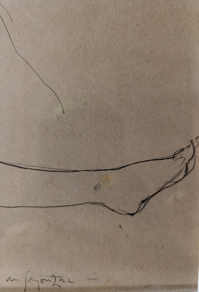 A. Dunoyer De Segonzac (1888-1974), Large Reclining Nude, Pen Drawing, Signed-photo-1