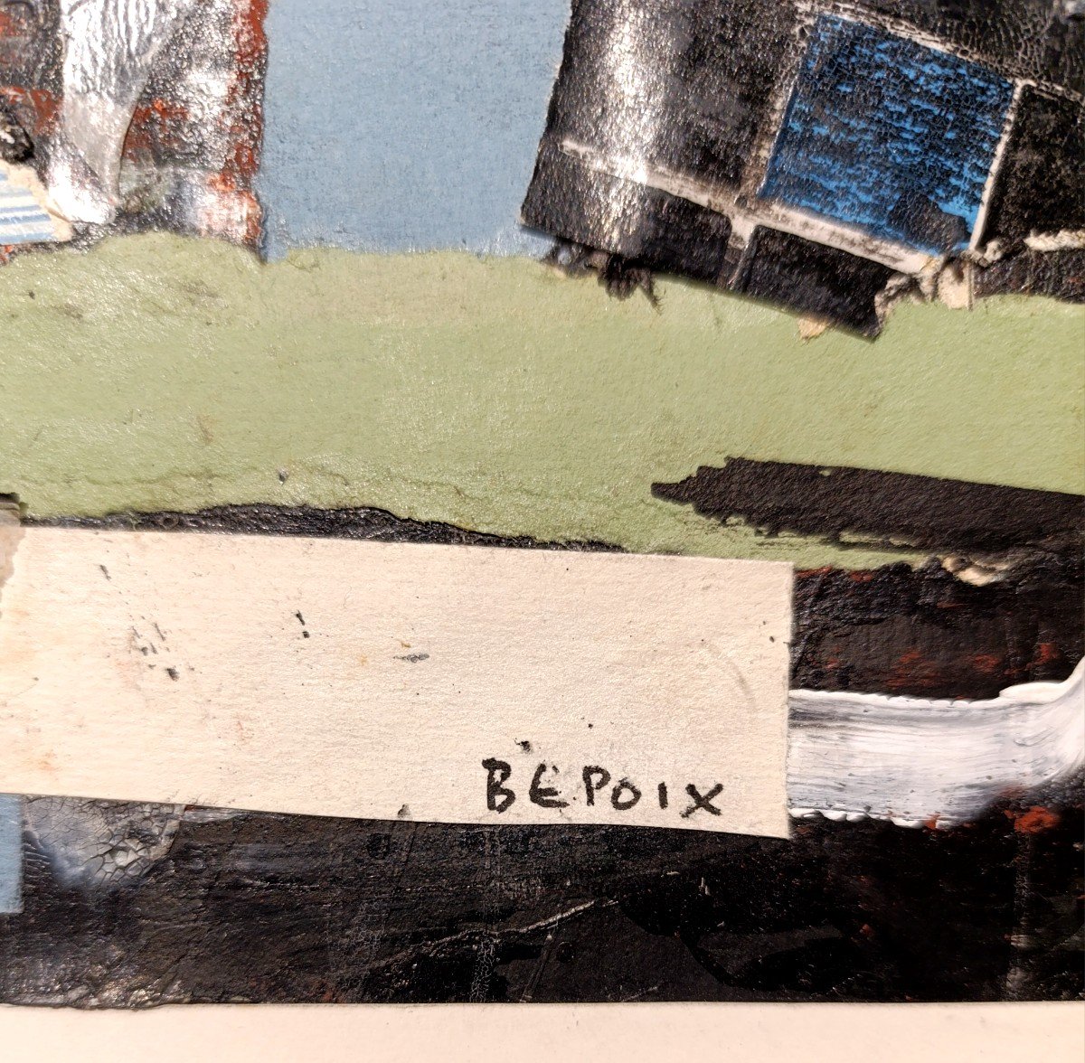 Michel Bepoix (1937-), Composition, Collage On Paper, Signed-photo-2
