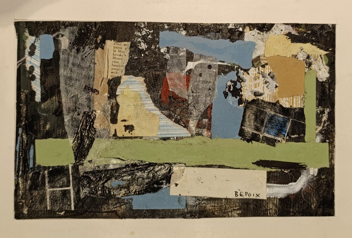 Michel Bepoix (1937-), Composition, Collage On Paper, Signed-photo-4