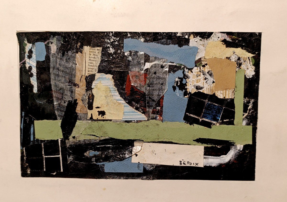 Michel Bepoix (1937-), Composition, Collage On Paper, Signed