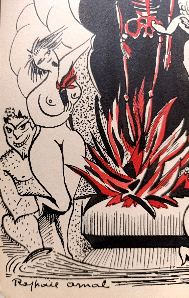 Raphael Arnal (1906-1963), Le Bucher, Ill Th Gauthier, Ink On Paper, Signed, 1932-photo-1