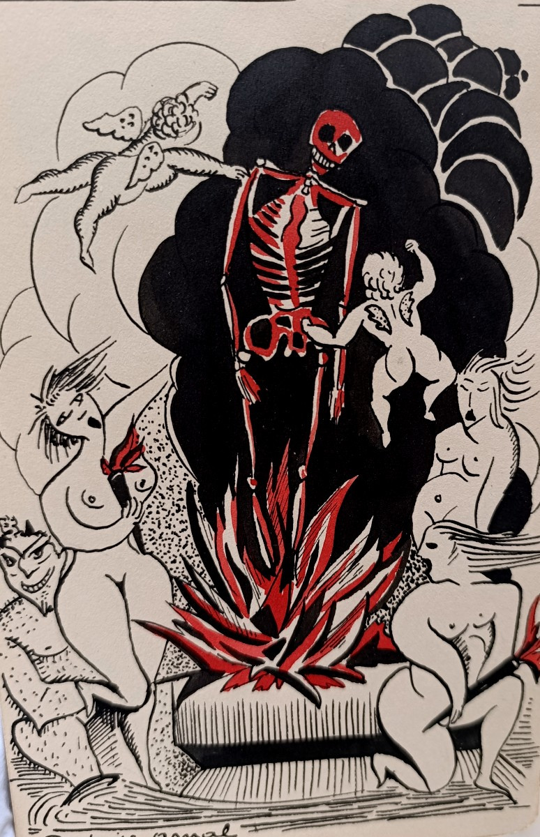 Raphael Arnal (1906-1963), Le Bucher, Ill Th Gauthier, Ink On Paper, Signed, 1932-photo-3