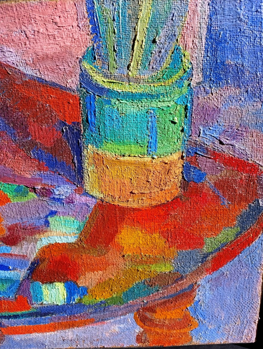 Pierre Ambrogiani (1907-1985), La Table Et La Palette, Huile Sur Toile Signée, Encadrée-photo-1