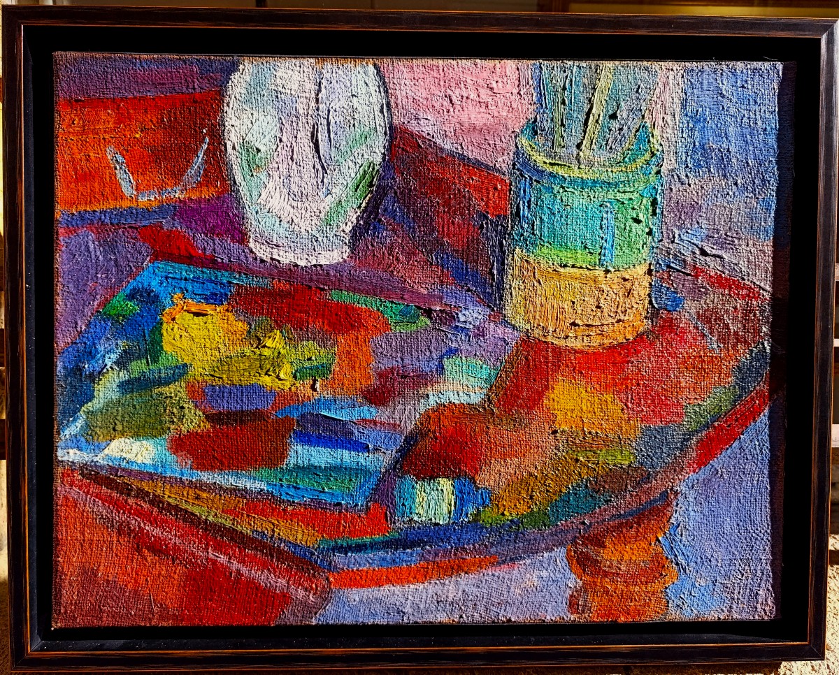 Pierre Ambrogiani (1907-1985), La Table Et La Palette, Huile Sur Toile Signée, Encadrée-photo-3