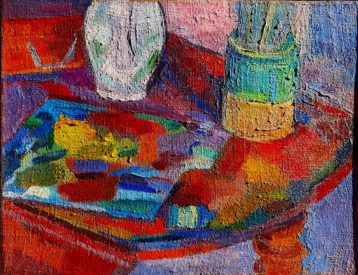 Pierre Ambrogiani (1907-1985), La Table Et La Palette, Huile Sur Toile Signée, Encadrée