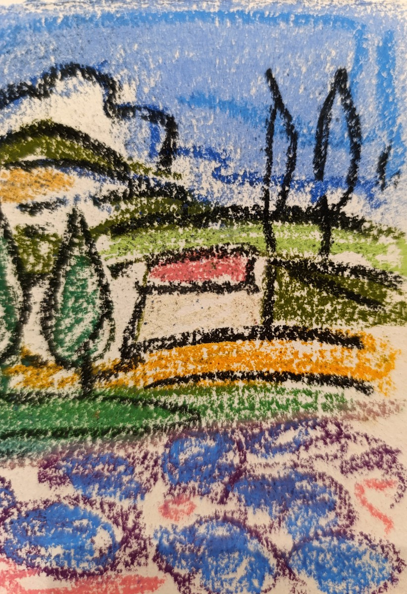 Jacques Pellegrin (1944-2021), La Maison aux cyprès, Pastel Sur Papier, Signé, 1990-photo-4