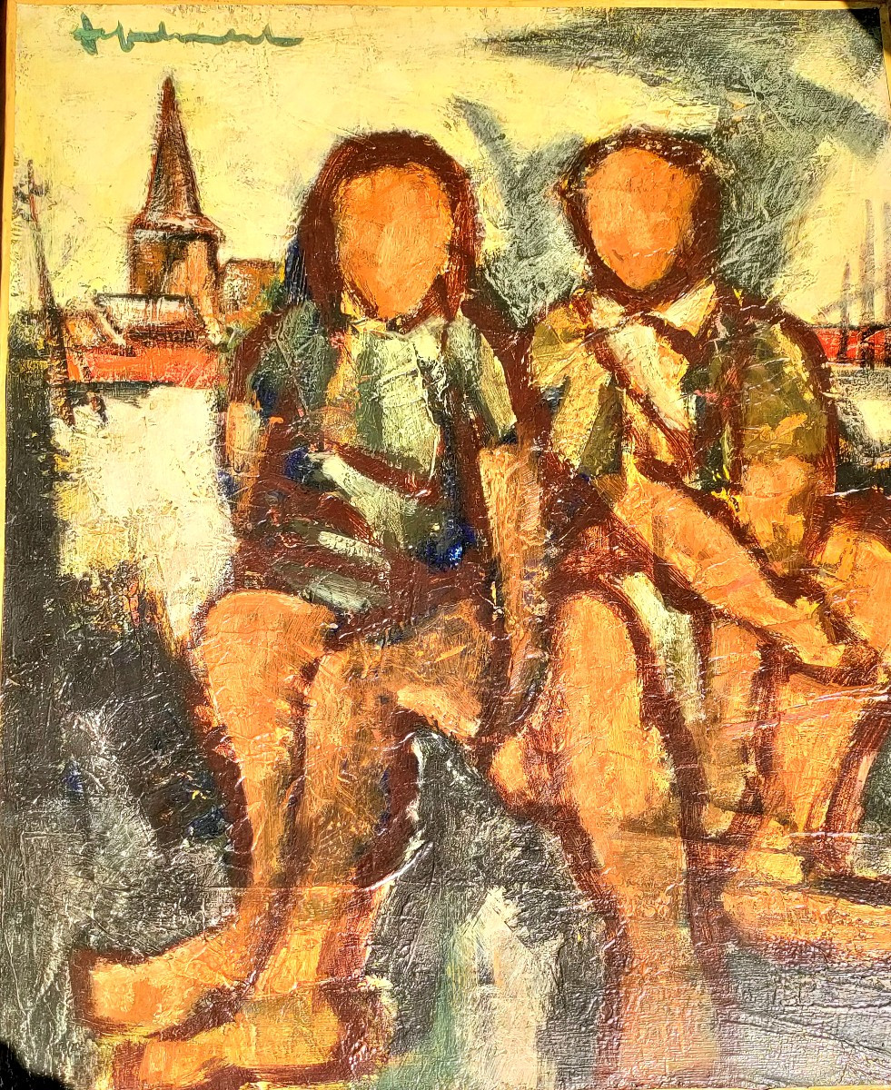 Jeff Friboulet (1919-2003), Spanish Children, Oil On Canvas Signed-photo-2