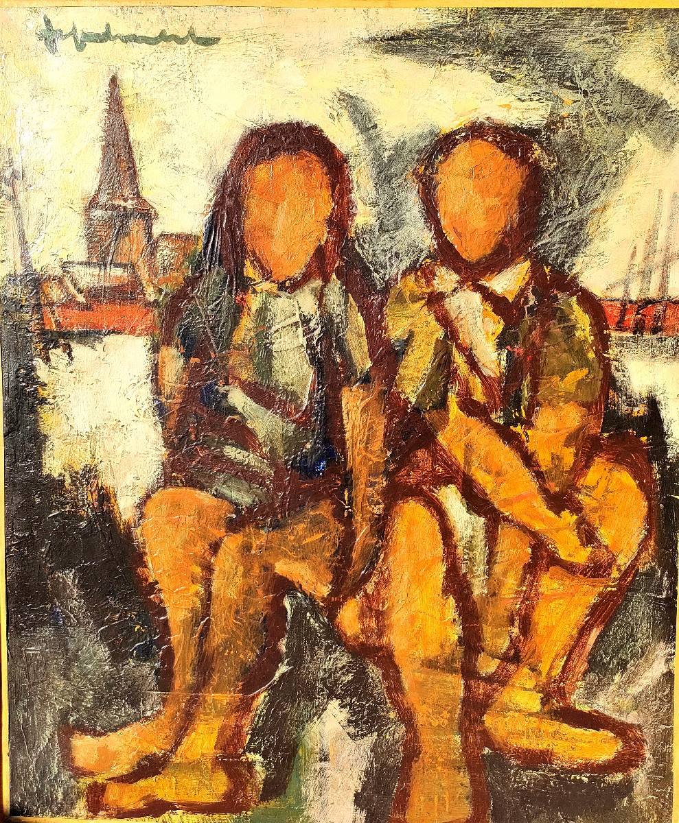 Jeff Friboulet (1919-2003), Spanish Children, Oil On Canvas Signed