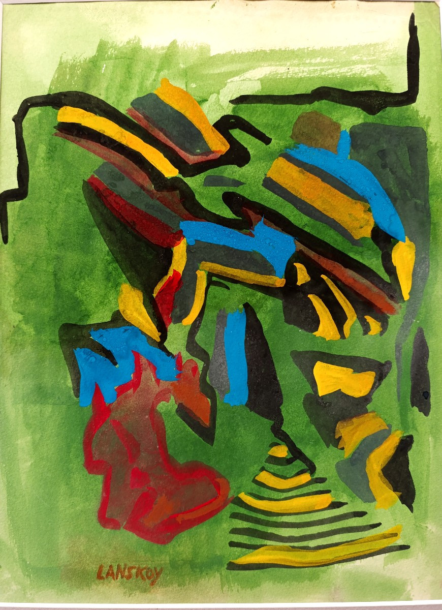 André LANSKOY (1902-1976), Composition  Gouache et aquarelle sur papier, signé au centre, cadre-photo-2
