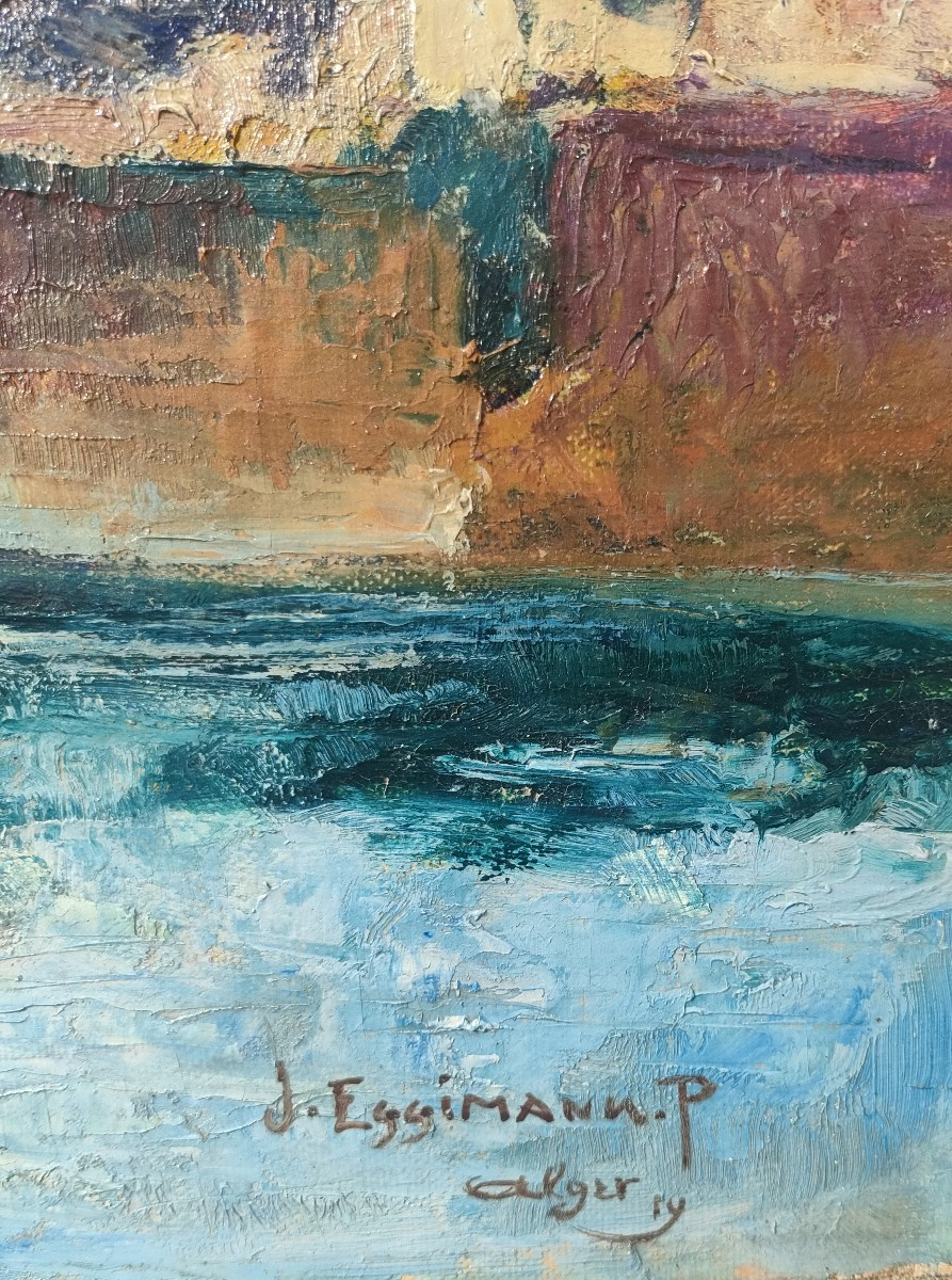 P. Eggimann (1903-1940), Le port d'Alger, Huile sur toile signée à droite, datée 1919-photo-2