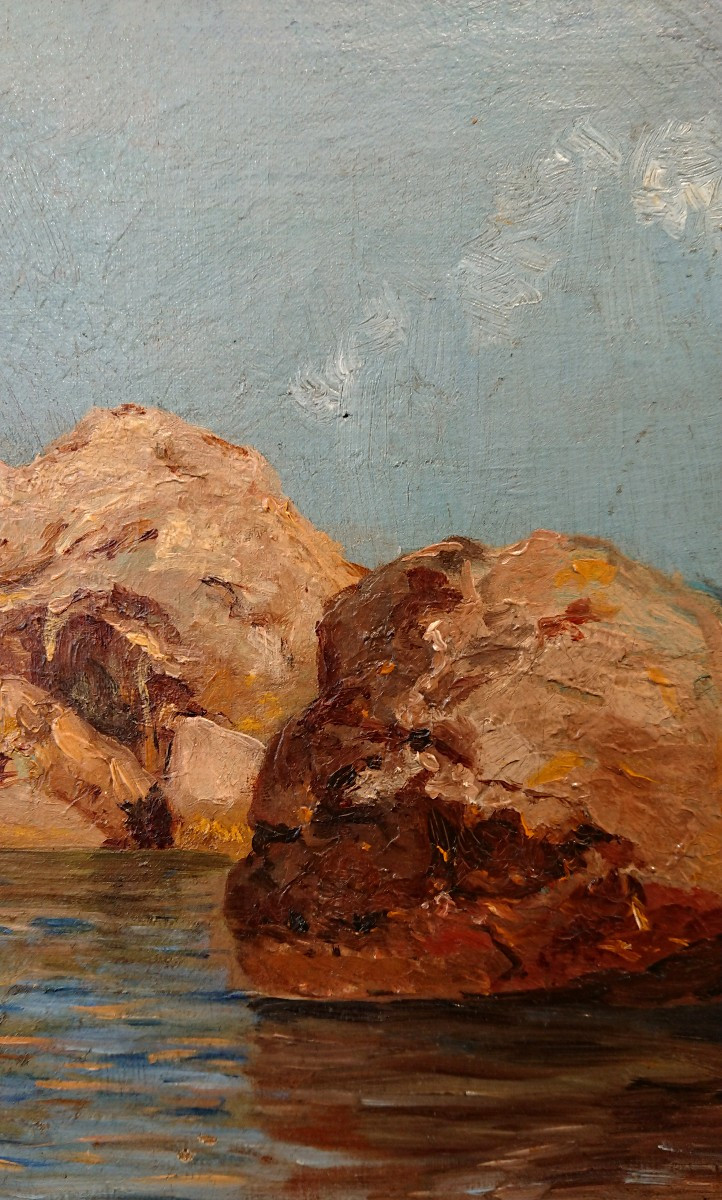 Ecole Provençale XXème, Le jeune pêcheur, Huile Sur Toile, années 30-photo-3