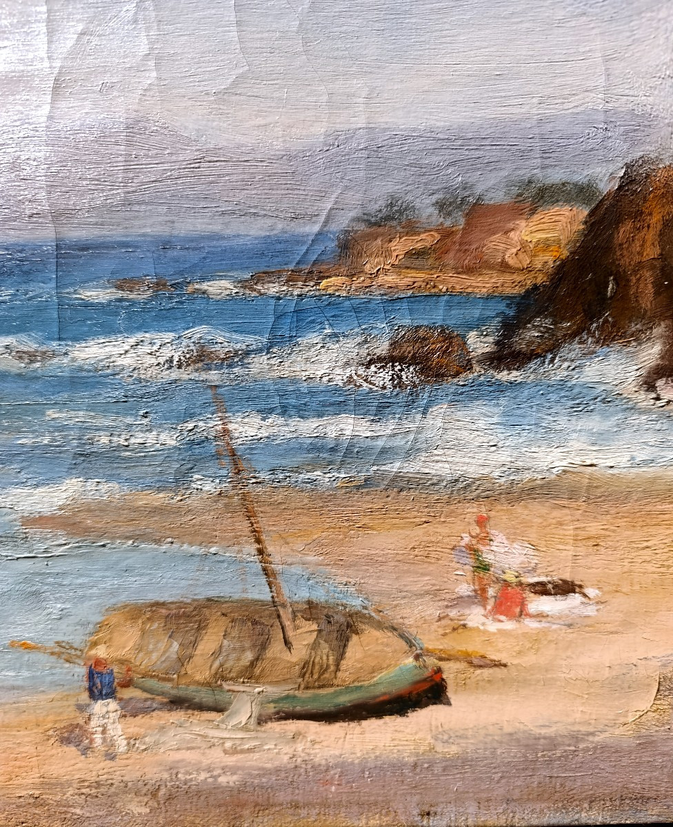 Ch. A. Edelmann (1879-1950), The Beach At Carqueiranne, Oil On Canvas Signed, Framed-photo-2