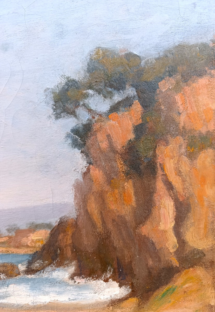 Ch. A. Edelmann (1879-1950), The Beach At Carqueiranne, Oil On Canvas Signed, Framed-photo-3