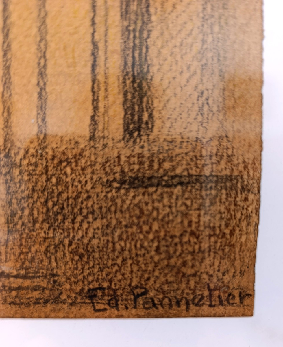 Edouard Pannetier (1884-1965), Charcoal On Paper, Aix Town Hall Signed, Framed-photo-3