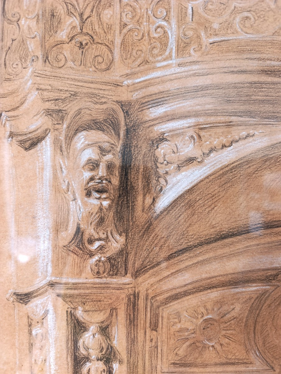 Edouard PANNETIER (1884-1965), Dessin Fusain sur papier, Hotel Panisse-Passis, signé, encadré-photo-2